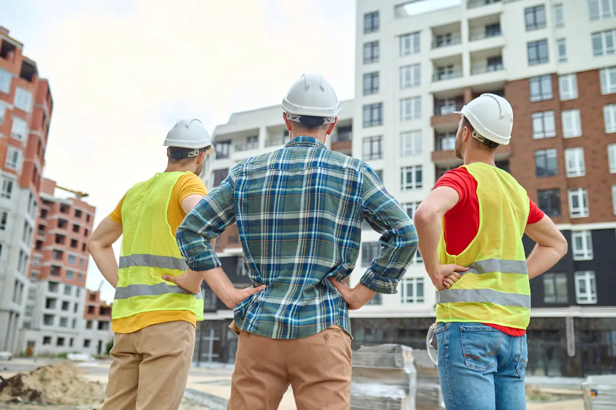 Team inspecting a demolition site